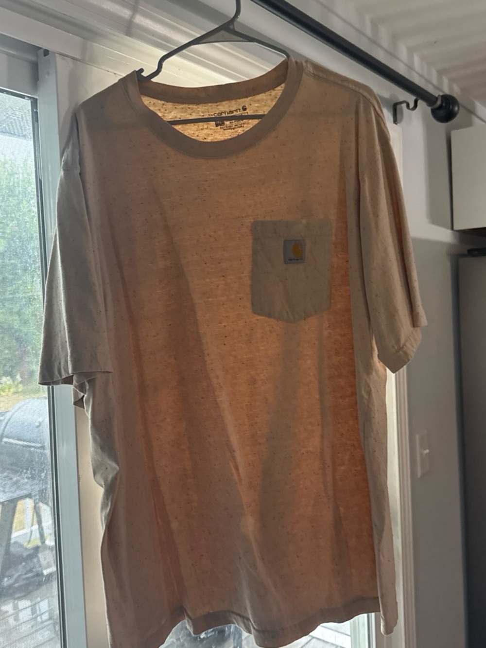 Carhartt Short-Sleeve Pocket Tee in Light Tan with Heather Speckle